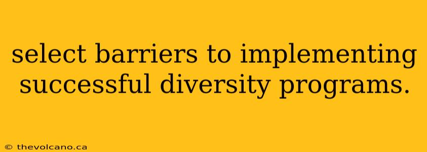 select barriers to implementing successful diversity programs.