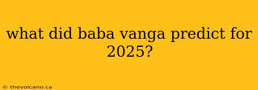what did baba vanga predict for 2025?