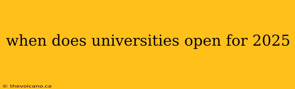 when does universities open for 2025