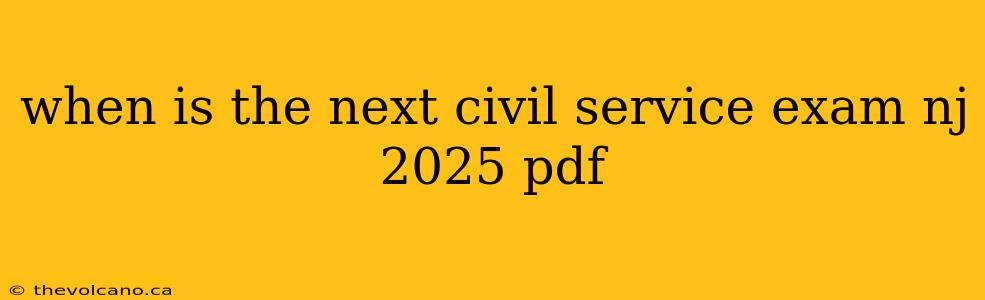 when is the next civil service exam nj 2025 pdf