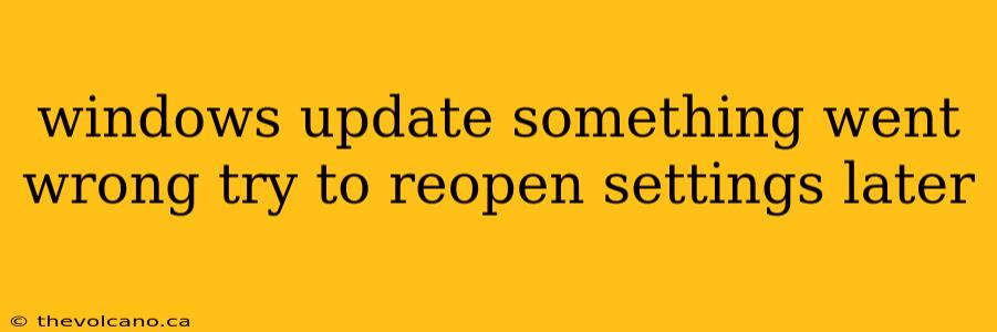 windows update something went wrong try to reopen settings later